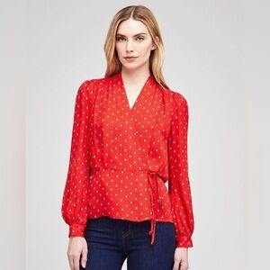 L’agence Cara wrap silk blouse size m